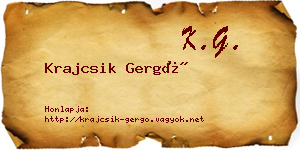 Krajcsik Gergő névjegykártya